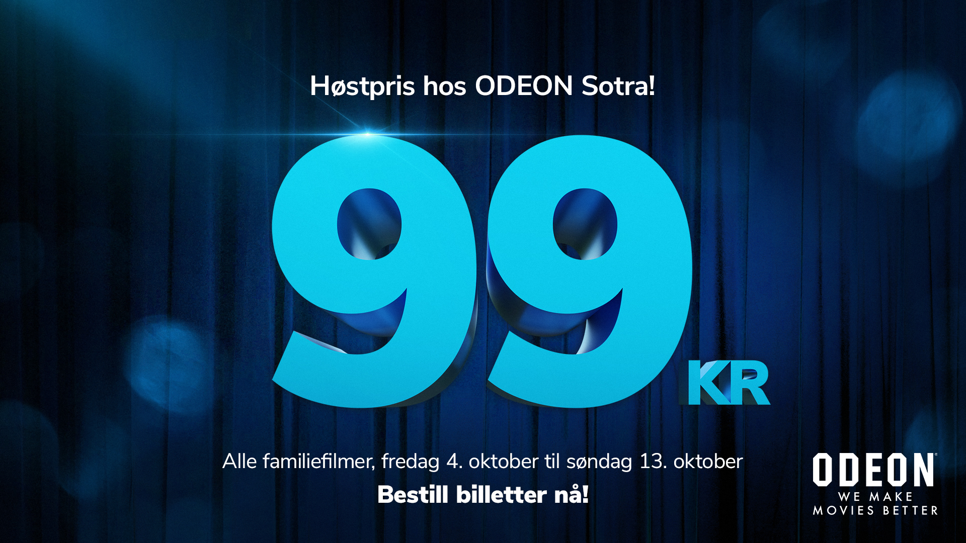 Gå på kino i høstferien for 99 kr!